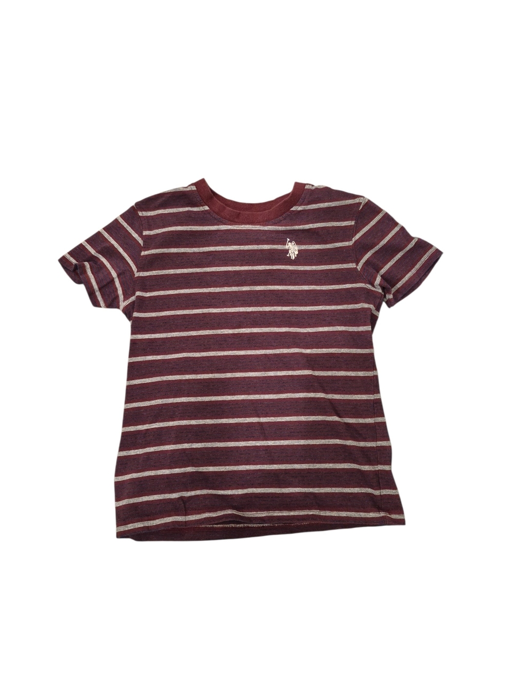 U.S. Polo Assn. Burgundy & Cream Striped Short Sleeve Tee